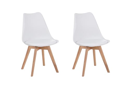 SAM 2er Set Esszimmerstuhl Lovelace | Farbe: Weiß | Sitzschale Kunststoff & Sitzpolster Kunstleder | Stuhlbeine Massivholz Buche | 49 x 54 x 82 cm | Schalenstuhl skandinavischer Stil SAM 2er Set Esszimmerstuhl Lovelace | Farbe: Weiß | Sitzschale Kunststoff & Sitzpolster Kunstleder | Stuhlbeine Massivholz Buche | 49 x 54 x 82 cm | Schalenstuhl skandinavischer Stil von SAM