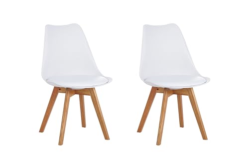 SAM 2er Set Esszimmerstuhl Lovelace | Farbe: Weiß | Sitzschale Kunststoff & Sitzpolster Kunstleder | Stuhlbeine Massivholz Eichenfarben | 49 x 54 x 82 cm | Schalenstuhl skandinavischer Stil SAM 2er Set Esszimmerstuhl Lovelace | Farbe: Weiß | Sitzschale Kunststoff & Sitzpolster Kunstleder | Stuhlbeine Massivholz Eichenfarben | 49 x 54 x 82 cm | Schalenstuhl skandinavischer Stil von SAM