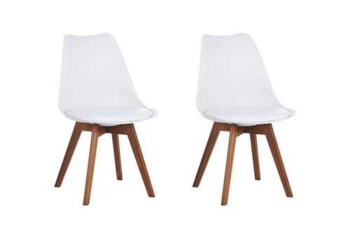 SAM 2er Set Esszimmerstuhl Lovelace | Farbe: Weiß | Sitzschale Kunststoff & Sitzpolster Kunstleder | Stuhlbeine Massivholz Nussbaumfarben | 49 x 54 x 82 cm | Schalenstuhl skandinavischer Stil SAM 2er Set Esszimmerstuhl Lovelace | Farbe: Weiß | Sitzschale Kunststoff & Sitzpolster Kunstleder | Stuhlbeine Massivholz Nussbaumfarben | 49 x 54 x 82 cm | Schalenstuhl skandinavischer Stil von SAM