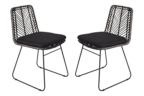 SAM 2er Set Rattanstuhl Kairo, Farbe Anthrazit, Esszimmerstuhl inklusive Sitzkissen, Korbstuhl mit Metallfüßen, Geflechtstuhl/Eisenstuhl im Retro-Design SAM 2er Set Rattanstuhl Kairo, Farbe Anthrazit, Esszimmerstuhl inklusive Sitzkissen, Korbstuhl mit Metallfüßen, Geflechtstuhl/Eisenstuhl im Retro-Design von SAM