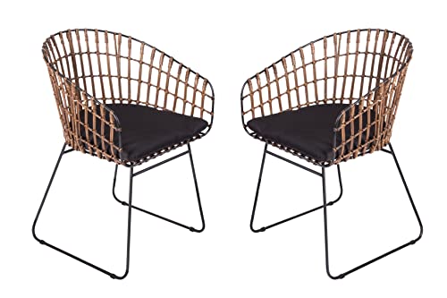 SAM 2er Set Rattanstuhl Lima, Farbe Dunkelbraun, inklusive Sitzkissen, Korbstuhl mit Metallrahmen, Geflechtstuhl/Eisenstuhl im Retro-Design, Esszimmerstuhl mit Armlehnen SAM 2er Set Rattanstuhl Lima, Farbe Dunkelbraun, inklusive Sitzkissen, Korbstuhl mit Metallrahmen, Geflechtstuhl/Eisenstuhl im Retro-Design, Esszimmerstuhl mit Armlehnen von SAM