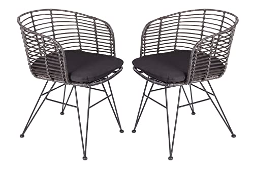 SAM 2er Set Rattanstuhl Nairobi, Farbe Anthrazit, inklusive Sitzkissen, Korbstuhl mit Metallfüßen, Geflechtstuhl/Eisenstuhl im Retro-Design, Esszimmerstuhl mit Armlehnen SAM 2er Set Rattanstuhl Nairobi, Farbe Anthrazit, inklusive Sitzkissen, Korbstuhl mit Metallfüßen, Geflechtstuhl/Eisenstuhl im Retro-Design, Esszimmerstuhl mit Armlehnen von SAM