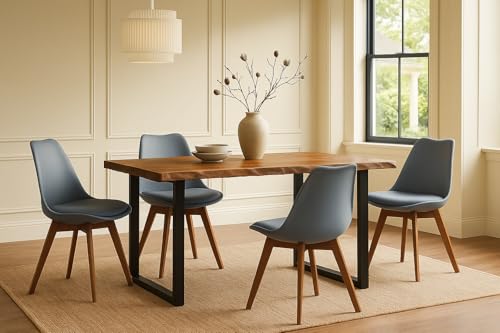 SAM 5 TLG. Essgruppe Josy | Esstisch mit 4 Stühlen | 120x80 cm mit Baumkante | Holz Nussbaum-Optik | 40 mm Platte | U-Gestell Schwarz | 4X Schalenstuhl Grau + Gestell in Nussbaumfarben SAM 5 TLG. Essgruppe Josy | Esstisch mit 4 Stühlen | 120x80 cm mit Baumkante | Holz Nussbaum-Optik | 40 mm Platte | U-Gestell Schwarz | 4X Schalenstuhl Grau + Gestell in Nussbaumfarben von SAM