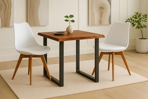 SAM 3 TLG. Essgruppe Josy | Esstisch mit 2 Stühlen | 80x80 cm mit Baumkante | Holz Nussbaum-Optik | 40 mm Platte | U-Gestell Schwarz | 2X Schalenstuhl Weiß + Gestell in Nussbaumfarben SAM 3 TLG. Essgruppe Josy | Esstisch mit 2 Stühlen | 80x80 cm mit Baumkante | Holz Nussbaum-Optik | 40 mm Platte | U-Gestell Schwarz | 2X Schalenstuhl Weiß + Gestell in Nussbaumfarben von SAM
