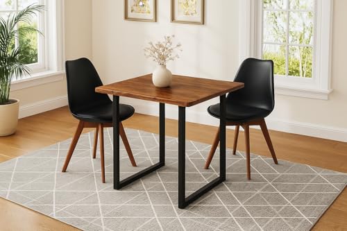 SAM 3-TLG. Essgruppe Quinn | Esstisch mit 2 Stühlen | 80x80 cm | Esstisch mit echter Baumkante | Akazienholz massiv + Nussbaumfarben | U-Gestell Schwarz | 2X Schalenstuhl Schwarz SAM 3-TLG. Essgruppe Quinn | Esstisch mit 2 Stühlen | 80x80 cm | Esstisch mit echter Baumkante | Akazienholz massiv + Nussbaumfarben | U-Gestell Schwarz | 2X Schalenstuhl Schwarz von SAM