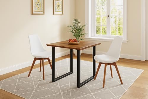 SAM 3-TLG. Essgruppe Quinn | Esstisch mit 2 Stühlen | 80x80 cm | Esstisch mit echter Baumkante | Akazienholz massiv + Nussbaumfarben | U-Gestell Schwarz | 2X Schalenstuhl Weiß SAM 3-TLG. Essgruppe Quinn | Esstisch mit 2 Stühlen | 80x80 cm | Esstisch mit echter Baumkante | Akazienholz massiv + Nussbaumfarben | U-Gestell Schwarz | 2X Schalenstuhl Weiß von SAM