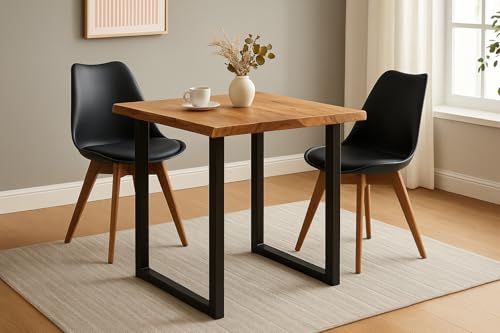 SAM 3-TLG. Essgruppe Quinn | Esstisch mit 2 Stühlen | 90x90 cm | Esstisch mit echter Baumkante | Akazienholz massiv + Naturfarben | U-Gestell Schwarz | 2X Schalenstuhl Schwarz SAM 3-TLG. Essgruppe Quinn | Esstisch mit 2 Stühlen | 90x90 cm | Esstisch mit echter Baumkante | Akazienholz massiv + Naturfarben | U-Gestell Schwarz | 2X Schalenstuhl Schwarz von SAM