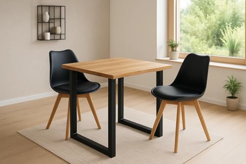 SAM 3tlg. Essgruppe Seattle| Esstisch mit 2 Stühlen | 90x90 cm mit echter Baumkante | Eiche/Wildeiche massiv | U-Gestell Schwarz | 2X Schalenstuhl Schwarz inkl. Sitzkissen SAM 3tlg. Essgruppe Seattle| Esstisch mit 2 Stühlen | 90x90 cm mit echter Baumkante | Eiche/Wildeiche massiv | U-Gestell Schwarz | 2X Schalenstuhl Schwarz inkl. Sitzkissen von SAM