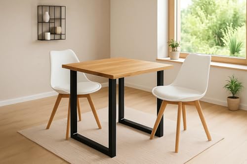 SAM 3tlg. Essgruppe Seattle| Esstisch mit 2 Stühlen | 90x90 cm mit echter Baumkante | Eiche/Wildeiche massiv | U-Gestell Schwarz | 2X Schalenstuhl Weiß inkl. Sitzkissen SAM 3tlg. Essgruppe Seattle| Esstisch mit 2 Stühlen | 90x90 cm mit echter Baumkante | Eiche/Wildeiche massiv | U-Gestell Schwarz | 2X Schalenstuhl Weiß inkl. Sitzkissen von SAM