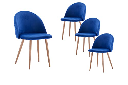 SAM 4er Set Esszimmerstuhl Lilly in Blau, Stoffbezug aus Samt, Metallbeine in eichenfarbiger Optik, pflegeleichter Designer-Stuhl, Polsterstuhl im skandinavischen Stil, Retro-Design für Esszimmer SAM 4er Set Esszimmerstuhl Lilly in Blau, Stoffbezug aus Samt, Metallbeine in eichenfarbiger Optik, pflegeleichter Designer-Stuhl, Polsterstuhl im skandinavischen Stil, Retro-Design für Esszimmer von SAM