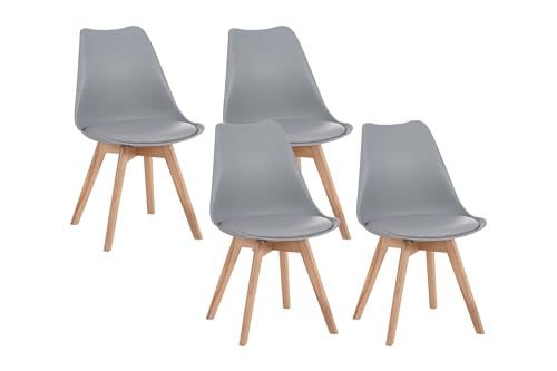 SAM 4er Set Esszimmerstuhl Lovelace | Farbe: Grau | Sitzschale Kunststoff & Sitzpolster Kunstleder | Stuhlbeine Massivholz Buche | 49 x 54 x 82 cm | Schalenstuhl skandinavischer Stil SAM 4er Set Esszimmerstuhl Lovelace | Farbe: Grau | Sitzschale Kunststoff & Sitzpolster Kunstleder | Stuhlbeine Massivholz Buche | 49 x 54 x 82 cm | Schalenstuhl skandinavischer Stil von SAM
