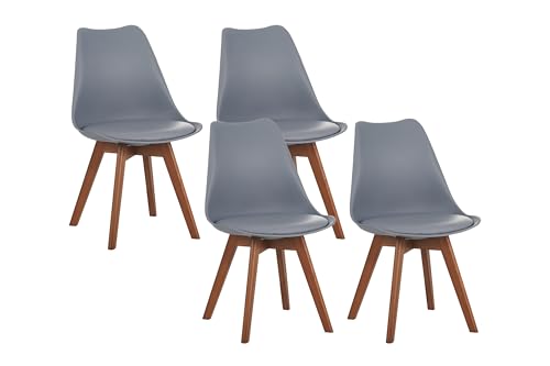 SAM 4er Set Esszimmerstuhl Lovelace | Farbe: Grau | Sitzschale Kunststoff & Sitzpolster Kunstleder | Stuhlbeine Massivholz Nussbaumfarben | 49 x 54 x 82 cm | Schalenstuhl skandinavischer Stil SAM 4er Set Esszimmerstuhl Lovelace | Farbe: Grau | Sitzschale Kunststoff & Sitzpolster Kunstleder | Stuhlbeine Massivholz Nussbaumfarben | 49 x 54 x 82 cm | Schalenstuhl skandinavischer Stil von SAM