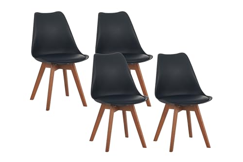 SAM 4er Set Esszimmerstuhl Lovelace | Farbe: Schwarz | Sitzschale Kunststoff & Sitzpolster Kunstleder | Stuhlbeine Massivholz Nussbaumfarben | 49 x 54 x 82 cm | Schalenstuhl skandinavischer Stil SAM 4er Set Esszimmerstuhl Lovelace | Farbe: Schwarz | Sitzschale Kunststoff & Sitzpolster Kunstleder | Stuhlbeine Massivholz Nussbaumfarben | 49 x 54 x 82 cm | Schalenstuhl skandinavischer Stil von SAM