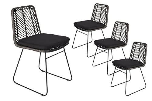 SAM 4er Set Rattanstuhl Kairo, Farbe Anthrazit, Esszimmerstuhl inklusive Sitzkissen, Korbstuhl mit Metallfüßen, Geflechtstuhl/Eisenstuhl im Retro-Design SAM 4er Set Rattanstuhl Kairo, Farbe Anthrazit, Esszimmerstuhl inklusive Sitzkissen, Korbstuhl mit Metallfüßen, Geflechtstuhl/Eisenstuhl im Retro-Design von SAM