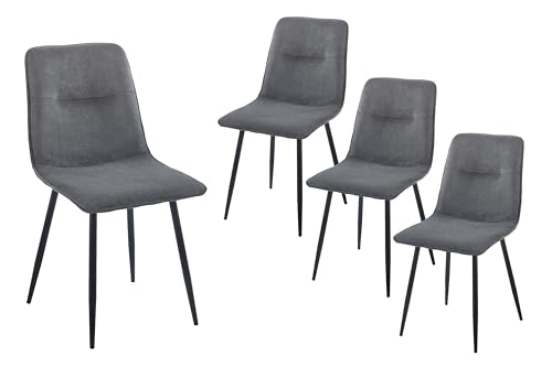 SAM 4er Set Schalenstuhl Susi | Kordbezug | Farbe: Grau | 4-Fuß-Gestell Metall schwarz | Gepolsterte & Pflegeleichte Sitzschale | Esszimmerstuhl/Stuhl für Essbereich oder Küche von SAM