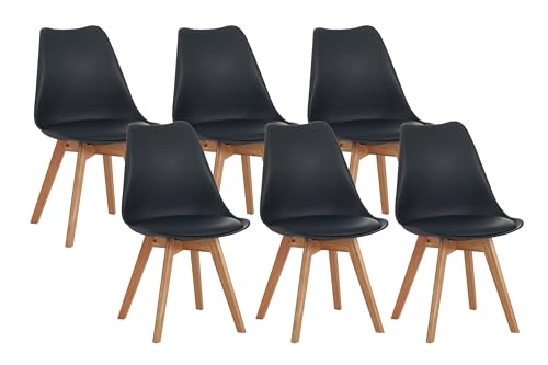 SAM 6er Set Esszimmerstuhl Lovelace | Farbe: Schwarz | Sitzschale Kunststoff & Sitzpolster Kunstleder | Stuhlbeine Massivholz Eichenfarben | 49 x 54 x 82 cm | Schalenstuhl skandinavischer Stil SAM 6er Set Esszimmerstuhl Lovelace | Farbe: Schwarz | Sitzschale Kunststoff & Sitzpolster Kunstleder | Stuhlbeine Massivholz Eichenfarben | 49 x 54 x 82 cm | Schalenstuhl skandinavischer Stil von SAM
