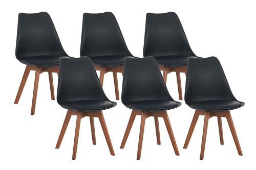 SAM 6er Set Esszimmerstuhl Lovelace | Farbe: Schwarz | Sitzschale Kunststoff & Sitzpolster Kunstleder | Stuhlbeine Massivholz Nussbaumfarben | 49 x 54 x 82 cm | Schalenstuhl skandinavischer Stil SAM 6er Set Esszimmerstuhl Lovelace | Farbe: Schwarz | Sitzschale Kunststoff & Sitzpolster Kunstleder | Stuhlbeine Massivholz Nussbaumfarben | 49 x 54 x 82 cm | Schalenstuhl skandinavischer Stil von SAM