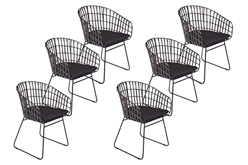 SAM 6er Set Rattanstuhl Lima, Farbe Anthrazit, inklusive Sitzkissen, Korbstuhl mit Metallrahmen, Geflechtstuhl/Eisenstuhl im Retro-Design, Esszimmerstuhl mit Armlehnen SAM 6er Set Rattanstuhl Lima, Farbe Anthrazit, inklusive Sitzkissen, Korbstuhl mit Metallrahmen, Geflechtstuhl/Eisenstuhl im Retro-Design, Esszimmerstuhl mit Armlehnen von SAM