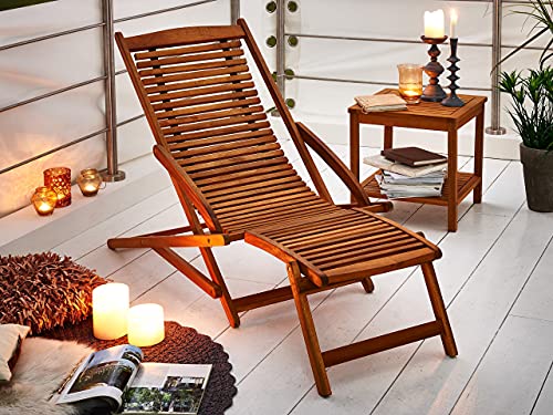 SAM Akazie Holz Deckchair Fuki, Sonnen- Liege-Stuhl, klappbar, für Balkon, Terasse und Garten Gartenliege Fuki braun von SAM