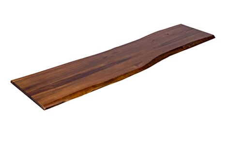 SAM Baumkanten-Platte, 120x40 cm, Akazie massiv, cognacfarben, stilvolle Holzbank, pflegeleichtes Unikat von SAM