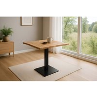 SAM - Bistrotisch Baumkante massiv 75 x 75 cm Akazie naturfarben lackiert schwarz Säulengestell iris von SAM