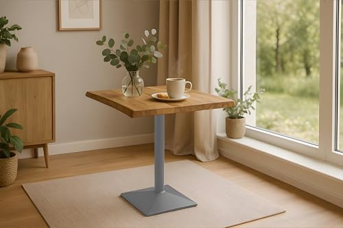 SAM Bistrotisch INES | 60 x 60 cm | Mangoholz massiv | Farbe: Natur | Baumkante | Säulen-Gestell Metall Silber | Baumkantentisch/Säulentisch/Esstisch für Küche, Café & Essbereich SAM Bistrotisch INES | 60 x 60 cm | Mangoholz massiv | Farbe: Natur | Baumkante | Säulen-Gestell Metall Silber | Baumkantentisch/Säulentisch/Esstisch für Küche, Café & Essbereich von SAM
