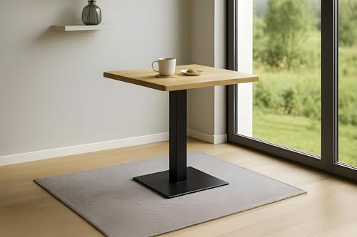 SAM Bistrotisch Iris, Wildeiche/Eichenholz massiv, echte Baumkante, Säulen-Gestell aus Eisen schwarz, Säulentisch/Esstisch für Küche, Café & Essbereich, 75x75 cm von SAM