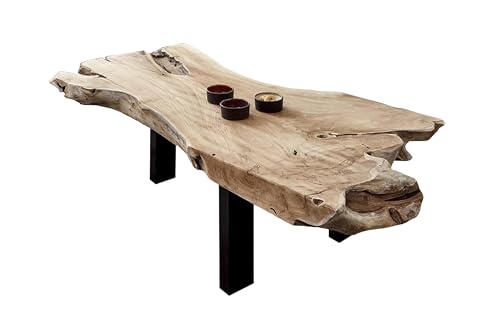 SAM Couchtisch Ibiza, Beistelltisch aus Wurzelholz, Teakholz massiv + naturbelassen, Sofatisch mit Metallbeinen schwarz, 110 x 60 x 40 cm von SAM