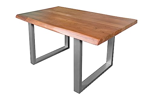 SAM Esstisch 140 x 80 cm Cali, Baumkantentisch nussbaumfarben, Akazienholz massiv, U-Gestell aus Metall Silber, aufgedoppelte Kanten 25+25 mm SAM Esstisch 140 x 80 cm Cali, Baumkantentisch nussbaumfarben, Akazienholz massiv, U-Gestell aus Metall Silber, aufgedoppelte Kanten 25+25 mm von SAM