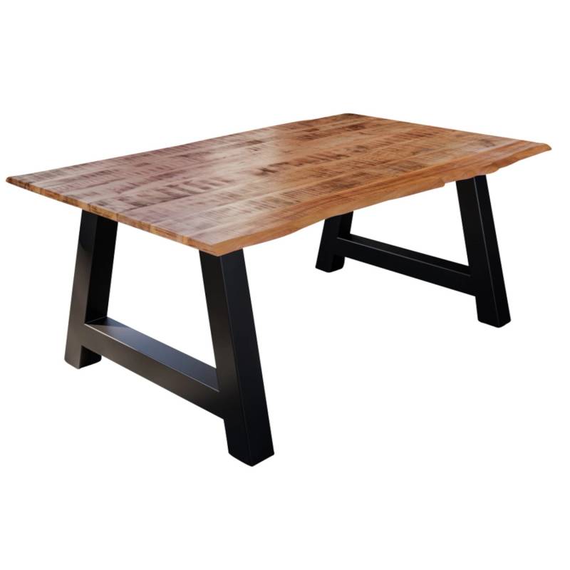 SAM Esstisch Baumkante Massiv Mango Natur 160 x 85 Schwarz A-Gestell DORA von SAM