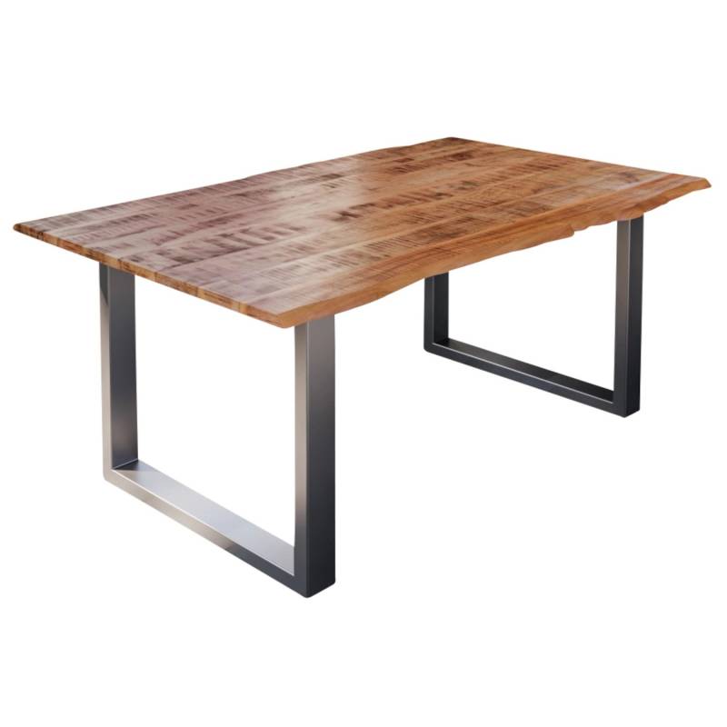 SAM Esstisch Baumkante Massiv Mango Natur 160 x 85 Silber U-Gestell DORA von SAM