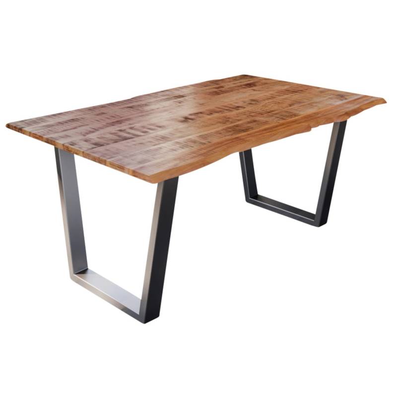 SAM Esstisch Baumkante Massiv Mango Natur 160 x 85 Silber V-Gestell DORA von SAM