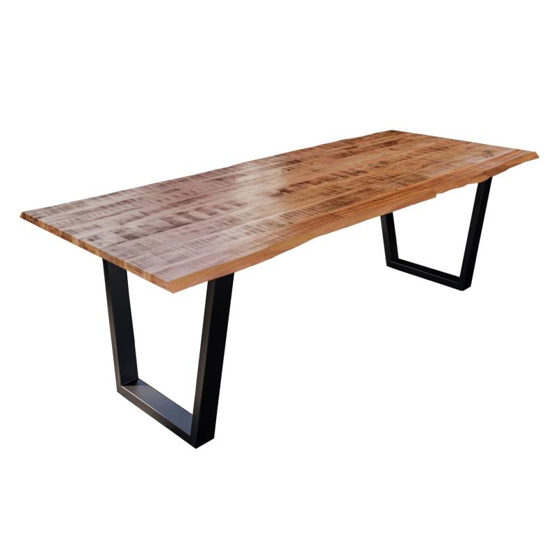 SAM Esstisch Baumkante Massiv Mango Natur 220 x 100 Schwarz V-Gestell DORA von SAM