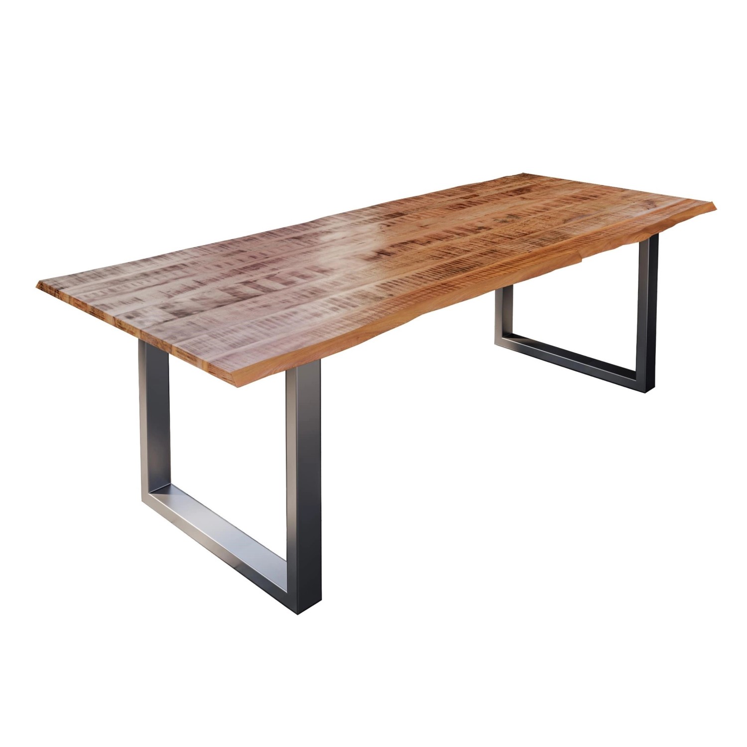 SAM Esstisch Baumkante Massiv Mango Natur 220 x 100 Silber U-Gestell DORA von SAM