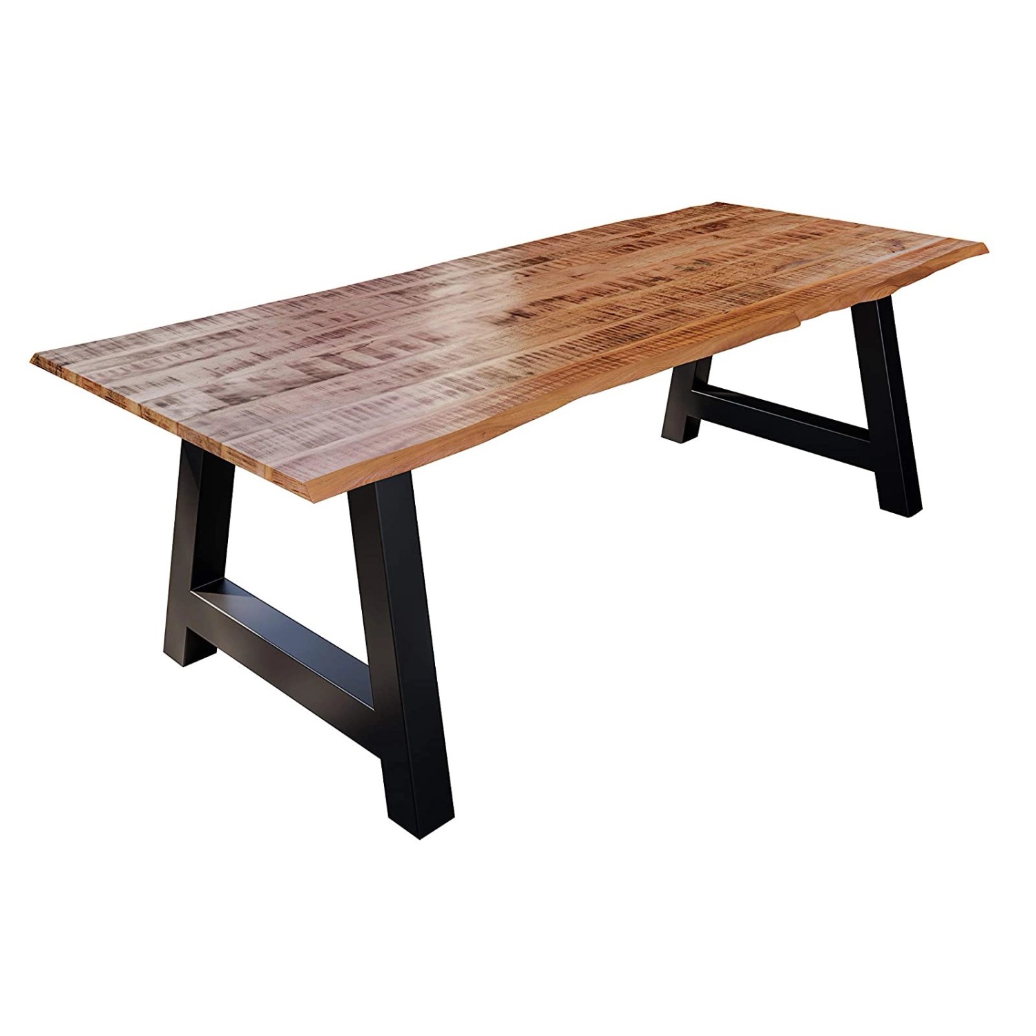SAM Esstisch Baumkante Massiv Mango Natur 260 x 100 Schwarz A-Gestell DORA von SAM