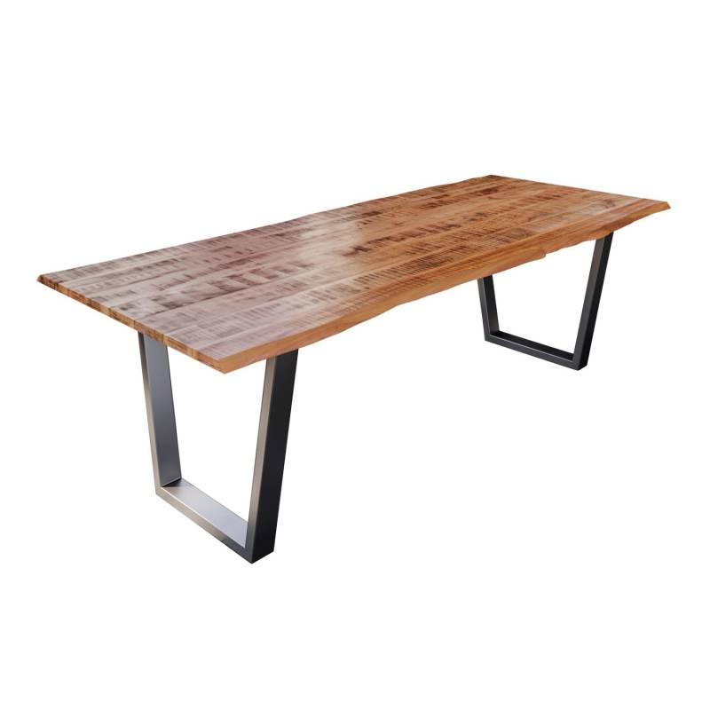 SAM Esstisch Baumkante Massiv Mango Natur 260 x 100 Silber V-Gestell DORA von SAM
