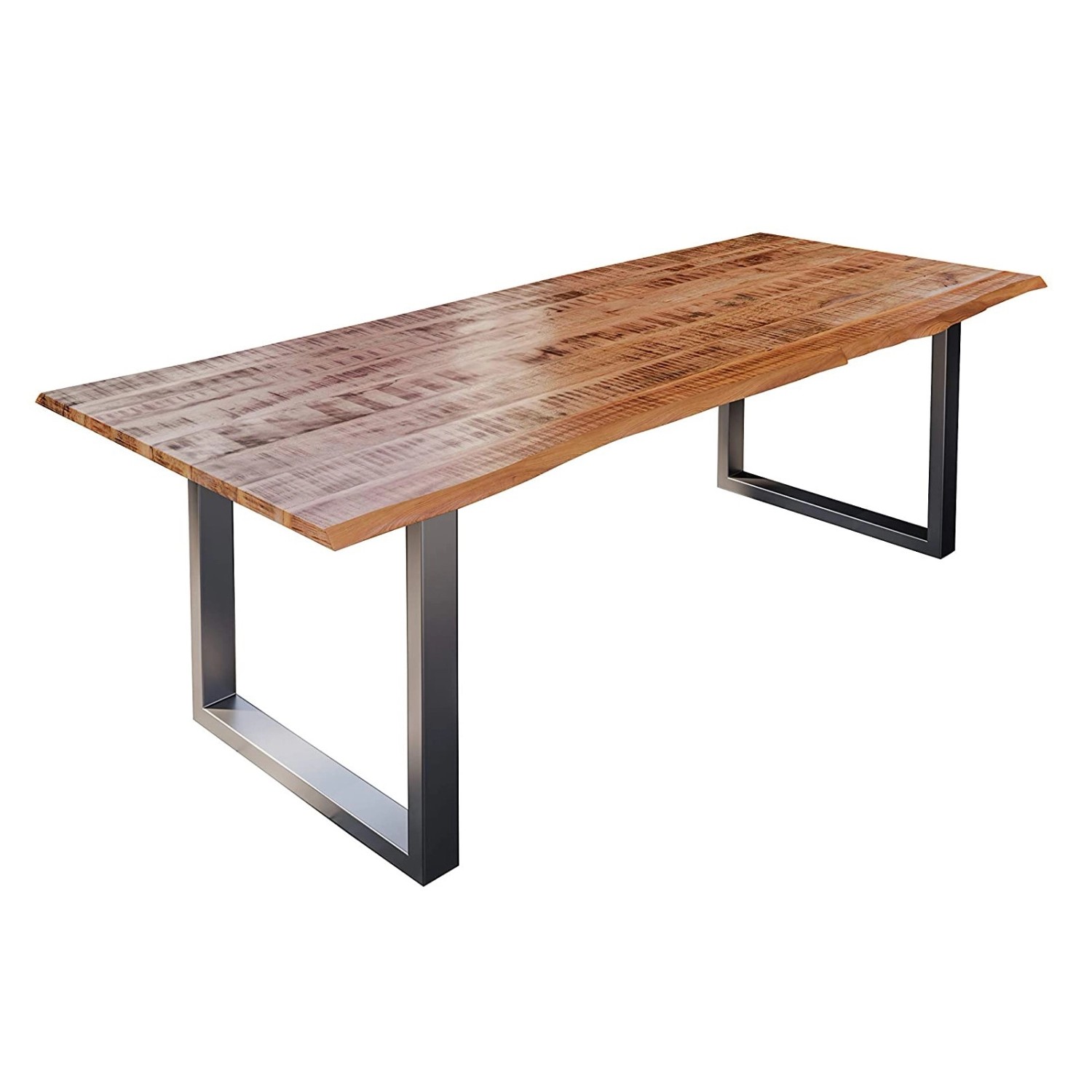 SAM Esstisch Baumkante Massiv Mango Natur 300 x 100 Silber U-Gestell DORA von SAM