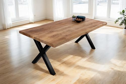 SAM Esstisch Cali | 220 x 100 cm | Mangoholz | Farbe: Natur/rau | X-Gestell Metall Schwarz | Massivholz mit echter Baumkante | pflegeleichter Baumkantentisch/Esszimmertisch SAM Esstisch Cali | 220 x 100 cm | Mangoholz | Farbe: Natur/rau | X-Gestell Metall Schwarz | Massivholz mit echter Baumkante | pflegeleichter Baumkantentisch/Esszimmertisch von SAM