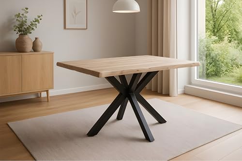 SAM Esstisch Harley | 120 x 80 cm | Akazienholz massiv | Farbe: Natur lackiert | echte Baumkante | Spider-Gestell Metall Schwarz | pflegeleichter Baumkantentisch/Esszimmertisch/Küchentisch SAM Esstisch Harley | 120 x 80 cm | Akazienholz massiv | Farbe: Natur lackiert | echte Baumkante | Spider-Gestell Metall Schwarz | pflegeleichter Baumkantentisch/Esszimmertisch/Küchentisch von SAM