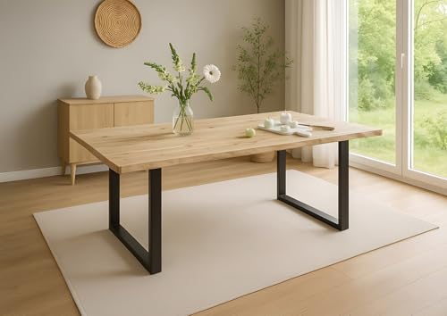 SAM Esstisch Harley | 160 x 85 cm | Akazienholz massiv | Farbe: Natur lackiert | echte Baumkante | U-Gestell Metall Schwarz | pflegeleichter Baumkantentisch/Esszimmertisch/Küchentisch SAM Esstisch Harley | 160 x 85 cm | Akazienholz massiv | Farbe: Natur lackiert | echte Baumkante | U-Gestell Metall Schwarz | pflegeleichter Baumkantentisch/Esszimmertisch/Küchentisch von SAM