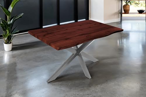 SAM Esstisch Josy | 140 x 80 cm | Holz Nussbaum-Optik | Spider-Gestell Metall Silber | 40 mm Tischplatte mit Baumkante | Tisch für Esszimmer & Küche SAM Esstisch Josy | 140 x 80 cm | Holz Nussbaum-Optik | Spider-Gestell Metall Silber | 40 mm Tischplatte mit Baumkante | Tisch für Esszimmer & Küche von SAM
