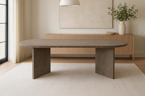 SAM Esszimmertisch Ovi | 204 x 90 cm | Holz Graue-Optik | Tischplatte 40mm | Tischbeine in V-Form | ovaler Esstisch mit geraden Kanten | Holztisch Esszimmer | Esstisch Holz von SAM