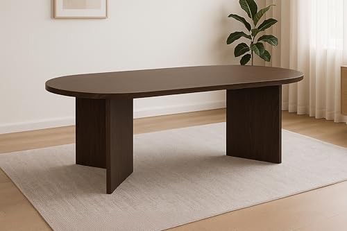 SAM Esszimmertisch Ovi | 204 x 90 cm | Holz Nussbaum-Optik | Tischplatte 40mm | Tischbeine in V-Form | ovaler Esstisch mit geraden Kanten | Holztisch Esszimmer | Esstisch Holz SAM Esszimmertisch Ovi | 204 x 90 cm | Holz Nussbaum-Optik | Tischplatte 40mm | Tischbeine in V-Form | ovaler Esstisch mit geraden Kanten | Holztisch Esszimmer | Esstisch Holz von SAM