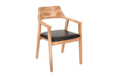 SAM Esszimmerstuhl Angel, Akazienholz naturfarben, schwarzes Echtleder, Holzstuhl mit Armlehnen, ergonomischer Massivholz-Sessel mit Leder-Bezug, Stuhl für Küche, Esszimmer & Wohnzimmer SAM Esszimmerstuhl Angel, Akazienholz naturfarben, schwarzes Echtleder, Holzstuhl mit Armlehnen, ergonomischer Massivholz-Sessel mit Leder-Bezug, Stuhl für Küche, Esszimmer & Wohnzimmer von SAM