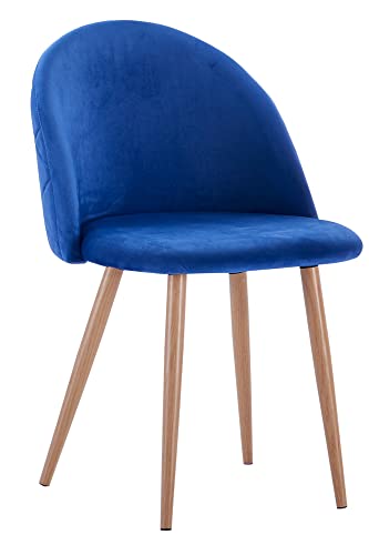 SAM Esszimmerstuhl Lilly in Blau, Stoffbezug aus Samt, Metallbeine in eichenfarbiger Optik, pflegeleichter Designer-Stuhl, Polsterstuhl im skandinavischen Stil, Retro-Design für & Esszimmer von SAM
