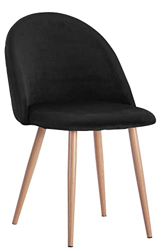 SAM Esszimmerstuhl Lilly in Schwarz, Stoffbezug aus Samt, Metallbeine in eichenfarbiger Optik, pflegeleichter Designer-Stuhl, Polsterstuhl im skandinavischen Stil, Retro-Design für Esszimmer von SAM
