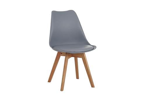 SAM Esszimmerstuhl Lovelace | Farbe: Grau | Sitzschale Kunststoff & Sitzpolster Kunstleder | Stuhlbeine Massivholz Eichenfarben | 49 x 54 x 82 cm | Schalenstuhl skandinavischer Stil SAM Esszimmerstuhl Lovelace | Farbe: Grau | Sitzschale Kunststoff & Sitzpolster Kunstleder | Stuhlbeine Massivholz Eichenfarben | 49 x 54 x 82 cm | Schalenstuhl skandinavischer Stil von SAM
