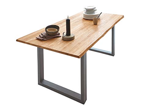 SAM Esszimmertisch 140 x 80 cm Seattle, Eichenholz, Wildeiche, silbernes U-Gestell aus Metall, Baumkantentisch, Unikat SAM Esszimmertisch 140 x 80 cm Seattle, Eichenholz, Wildeiche, silbernes U-Gestell aus Metall, Baumkantentisch, Unikat von SAM