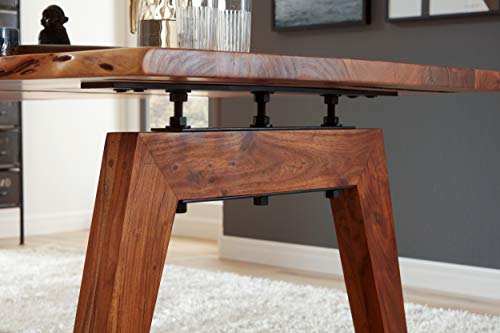 SAM Esszimmertisch 140x80 cm Nele, Akazienholz massiv & nussbaumfarben, Baumkantentisch mit A-Holzgestell, Tischplatte 35 mm von SAM
