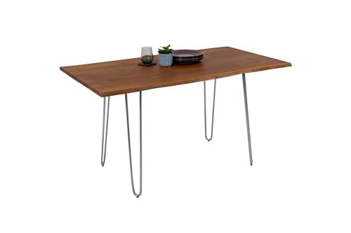 SAM Esszimmertisch 160x85cm Hannah, echte Baumkante, Akazienholz nussbaumfarben, massiver Baumkantentisch mit Hairpin-Gestell Silber SAM Esszimmertisch 160x85cm Hannah, echte Baumkante, Akazienholz nussbaumfarben, massiver Baumkantentisch mit Hairpin-Gestell Silber von SAM